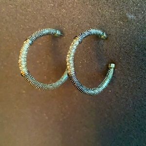 Lia Sophia black and crystal hoops